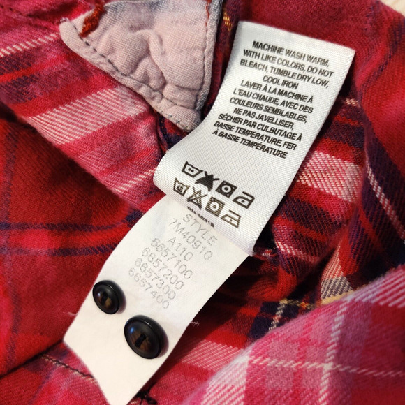 URBNVTG Mens Jakke Patch Flannel Size XL Red Upcycled OOAK 90s Grunge Acid Wash - Picture 12 of 16